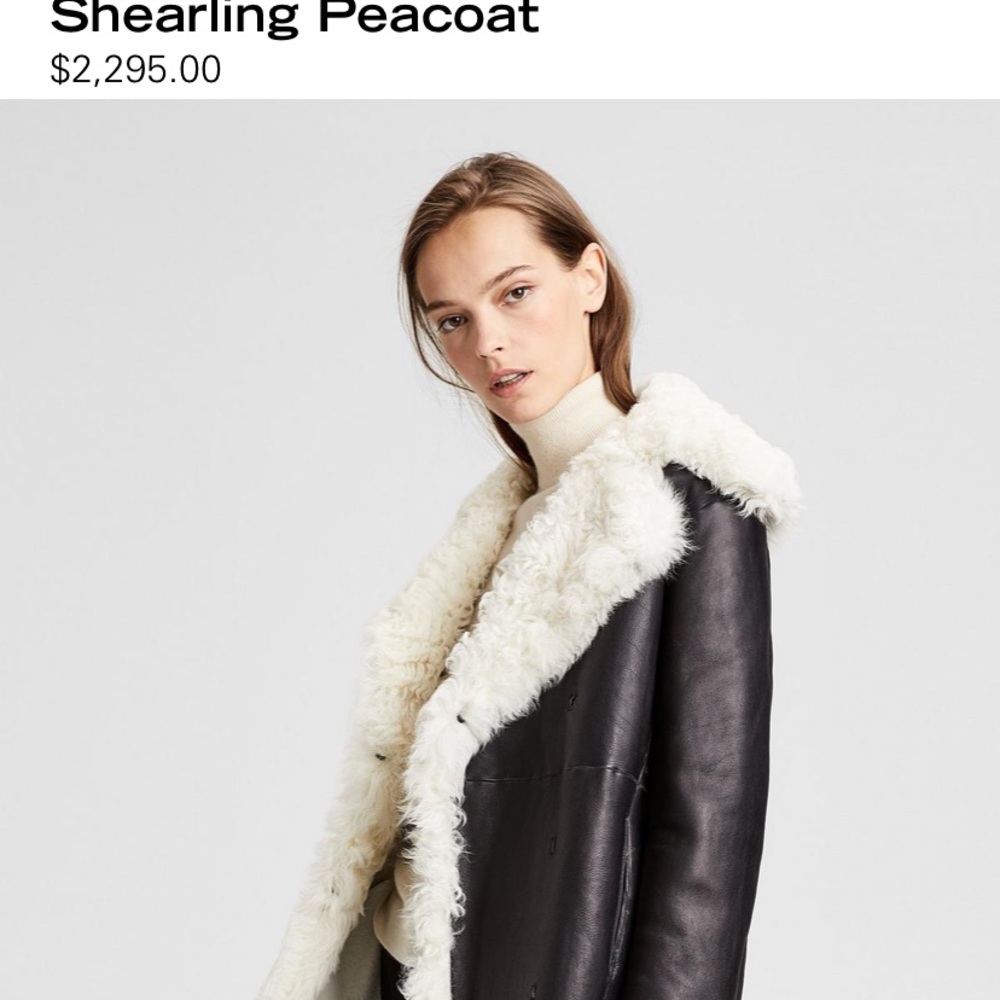 Theory Toscana Shearling Reversible Pea Coat - Picture 1 of 4